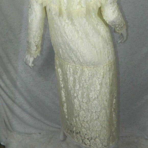Jessica McClintock Gunne Sax Size Medium Dress Ivory Lace Vintage - Picture 2 of 11